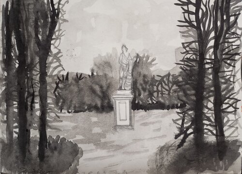 Die Parkperspektive de Irina Seller, Dibujo a la venta en Singulart