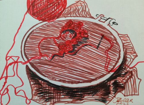 Embroidery hoops with some stitching, study by Irina Seller, Drawing for Sale on Singulart