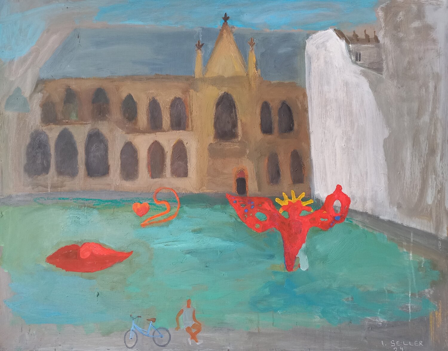 Église Saint-Merri, fontaine Irina Seller Originalgemälde zu verkaufen