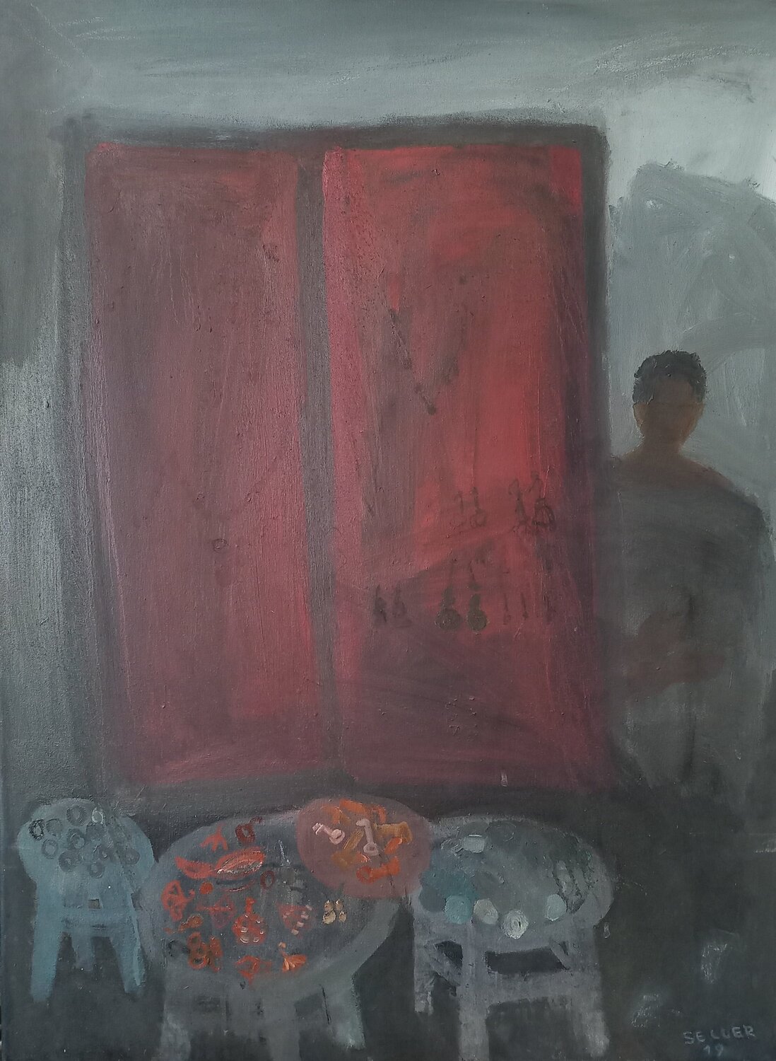 Verkäuferin von Ohrringen in Jerusalem Irina Seller Peinture originale à vendre