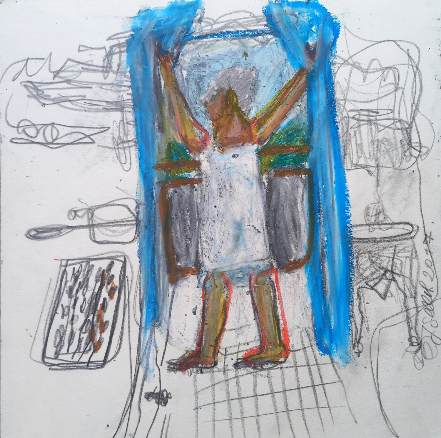 Jamila awaiting her lover Irina Seller Work on Paper for sale