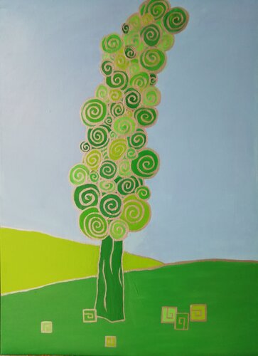 Silver-green wood by Tímea M.N., Painting for Sale on Singulart