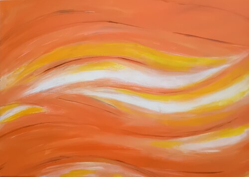 Sun yellow waves by Tímea M.N., Painting for Sale on Singulart