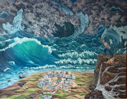 “Tsunami, ultimatum” size 200x230 cm by Pintor Nicolas, Painting for Sale on Singulart
