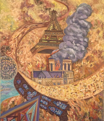 «Notre Dame on Fire» par Pintor Nicolas, Peinture en vente sur Singulart