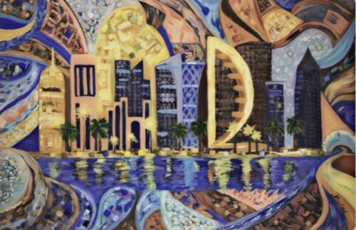 “Good evening Doha” par Pintor Nicolas, Peinture en vente sur Singulart