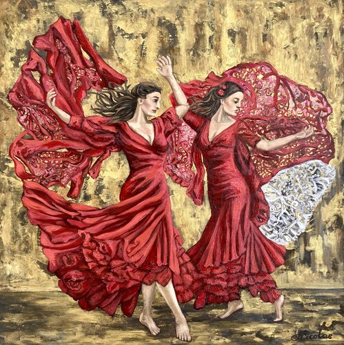 “Flamenco flame: dance with a scarf” von Pintor Nicolas, Malerei kaufen auf Singulart