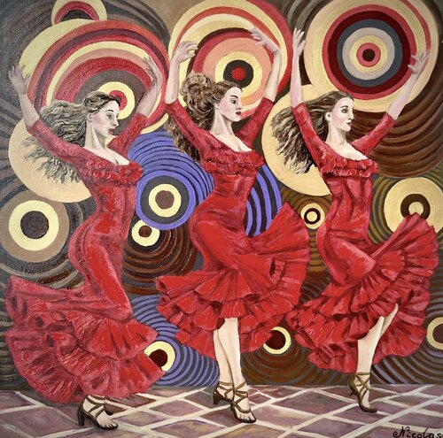 "Flamenco in the fire of emotions" von Pintor Nicolas, Malerei kaufen auf Singulart