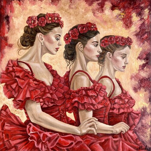 "Three Faces of Flamenco" van Pintor Nicolas, Schilderij te koop op Singulart
