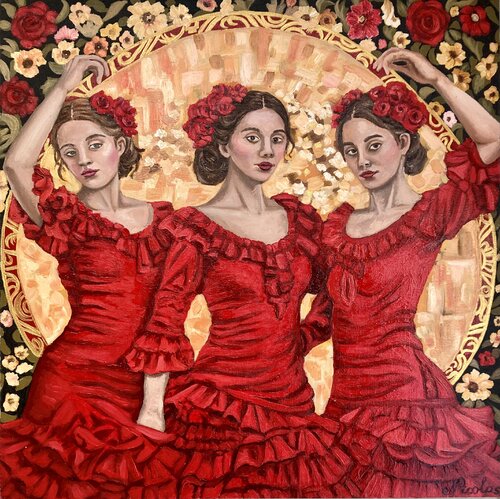 “Dolche Rubino: Flamenco  beyond reality“ van Pintor Nicolas, Schilderij te koop op Singulart