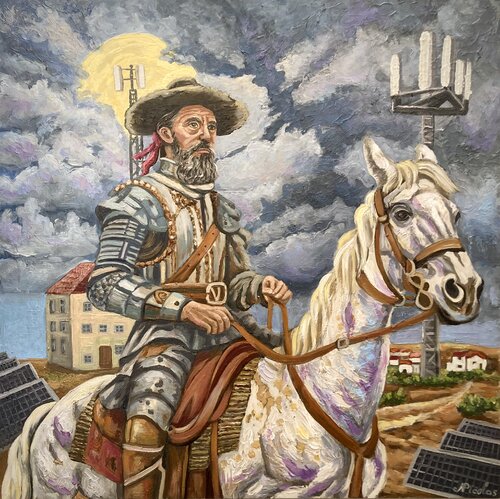 "Don Quixote of the Age of Green Energy" de Pintor Nicolas, Pintura a la venta en Singulart