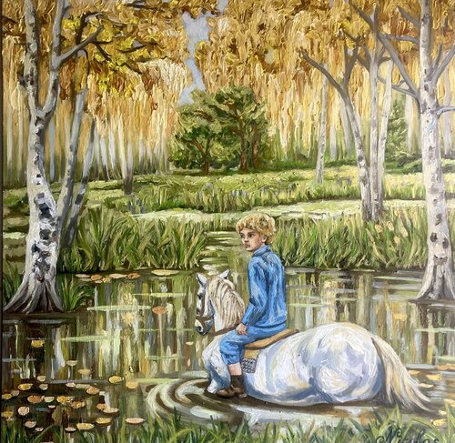 "Golden Autumn. Crossing" de Pintor Nicolas, Pintura a la venta en Singulart