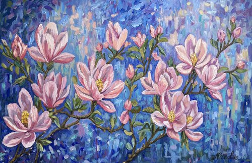 "Midnight Magnolias" by Pintor Nicolas, Painting for Sale on Singulart