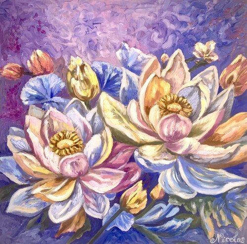 "The Whisper of a Tropical Night: The Radiance of Magnolia" de Pintor Nicolas, Pintura a la venta en Singulart