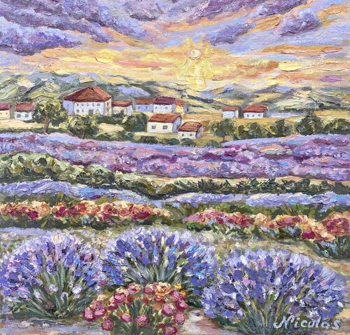 Symphony of Lavender at Twilight by Pintor Nicolas, Painting for Sale on Singulart