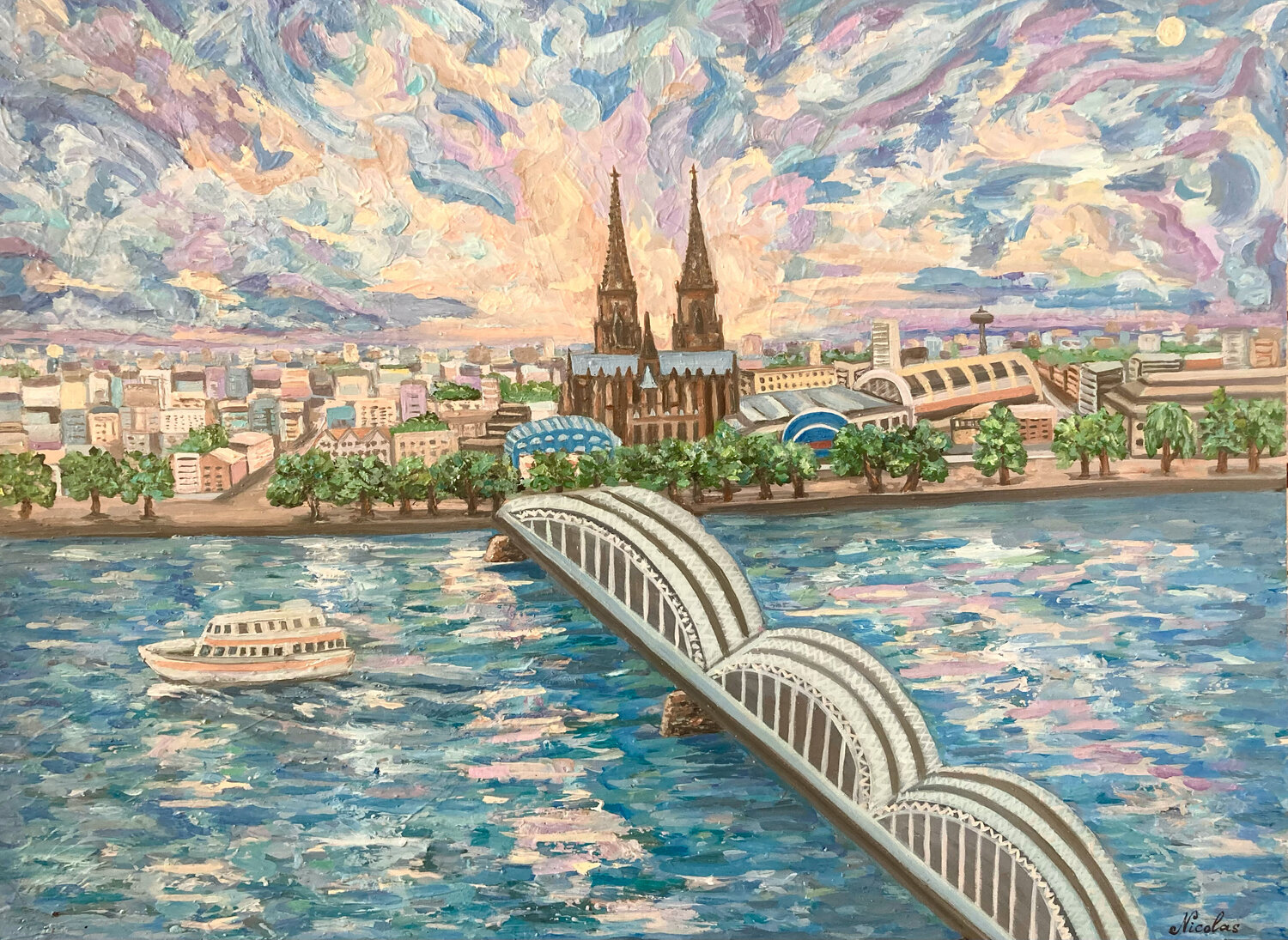 “Windy day in Cologne” Pintor Nicolas