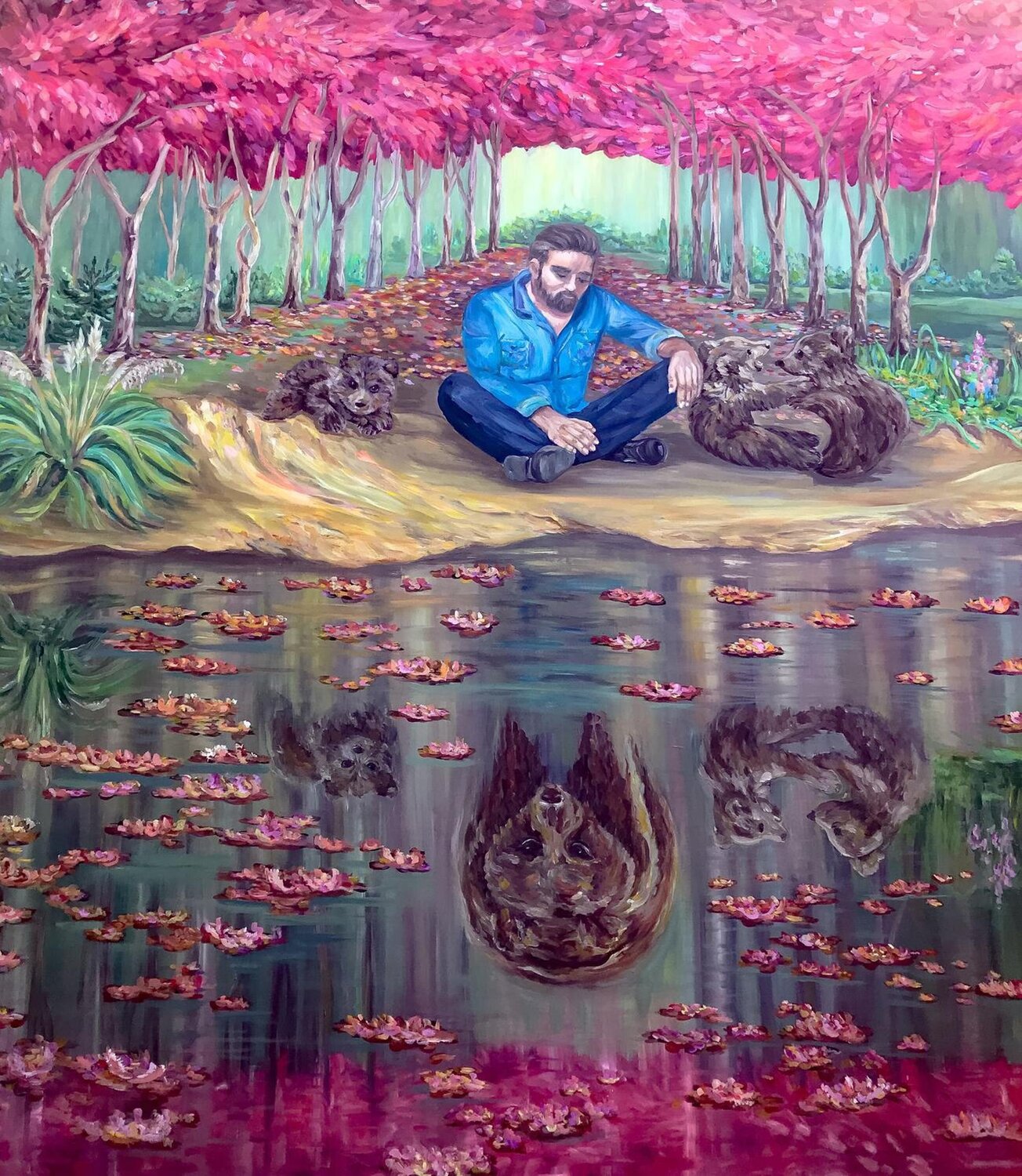 “Guardian of the Bears” size 200x180 cm Pintor Nicolas Originalgemälde zu verkaufen