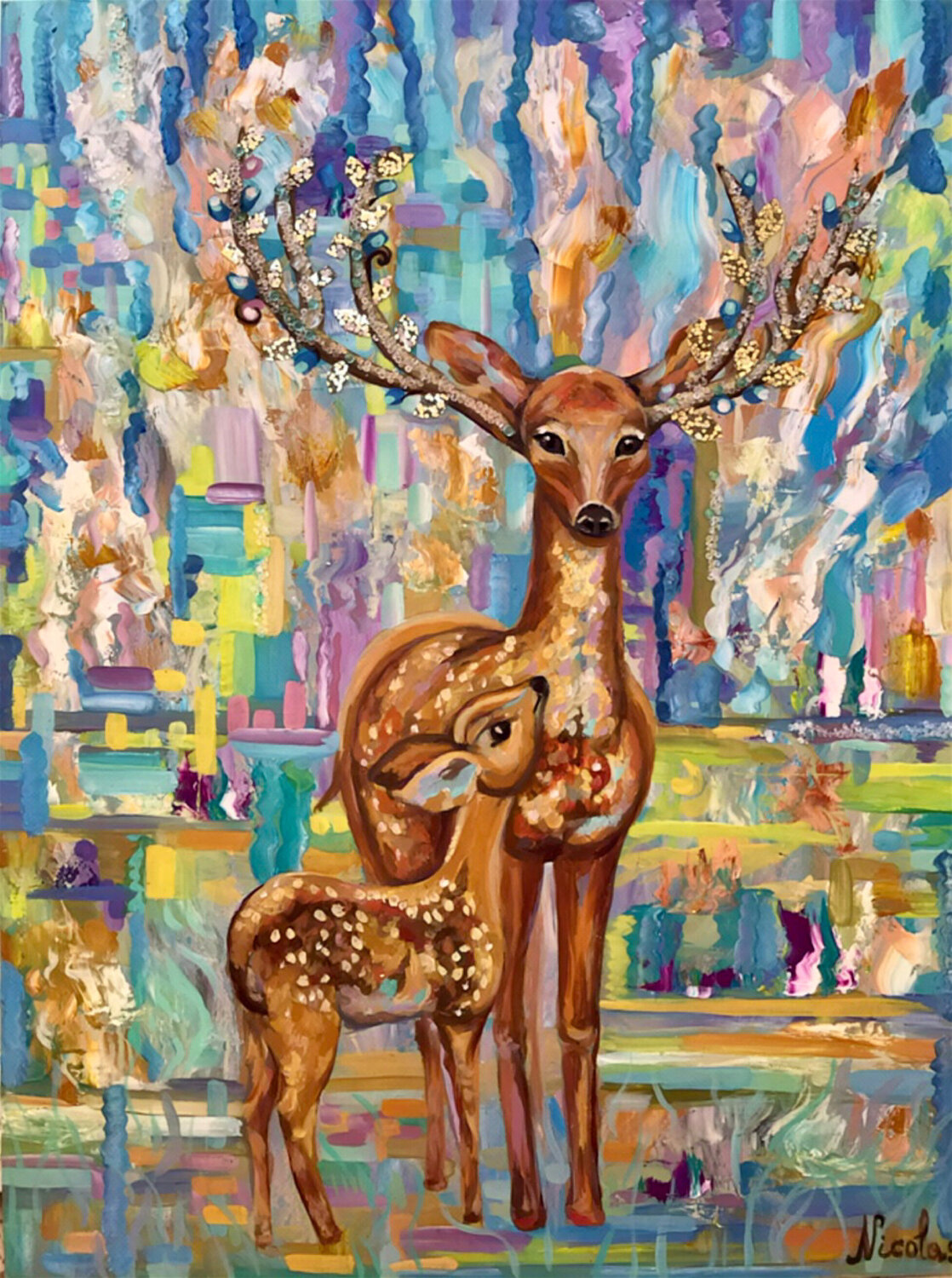 “Wild life Roe Deers” Pintor Nicolas
