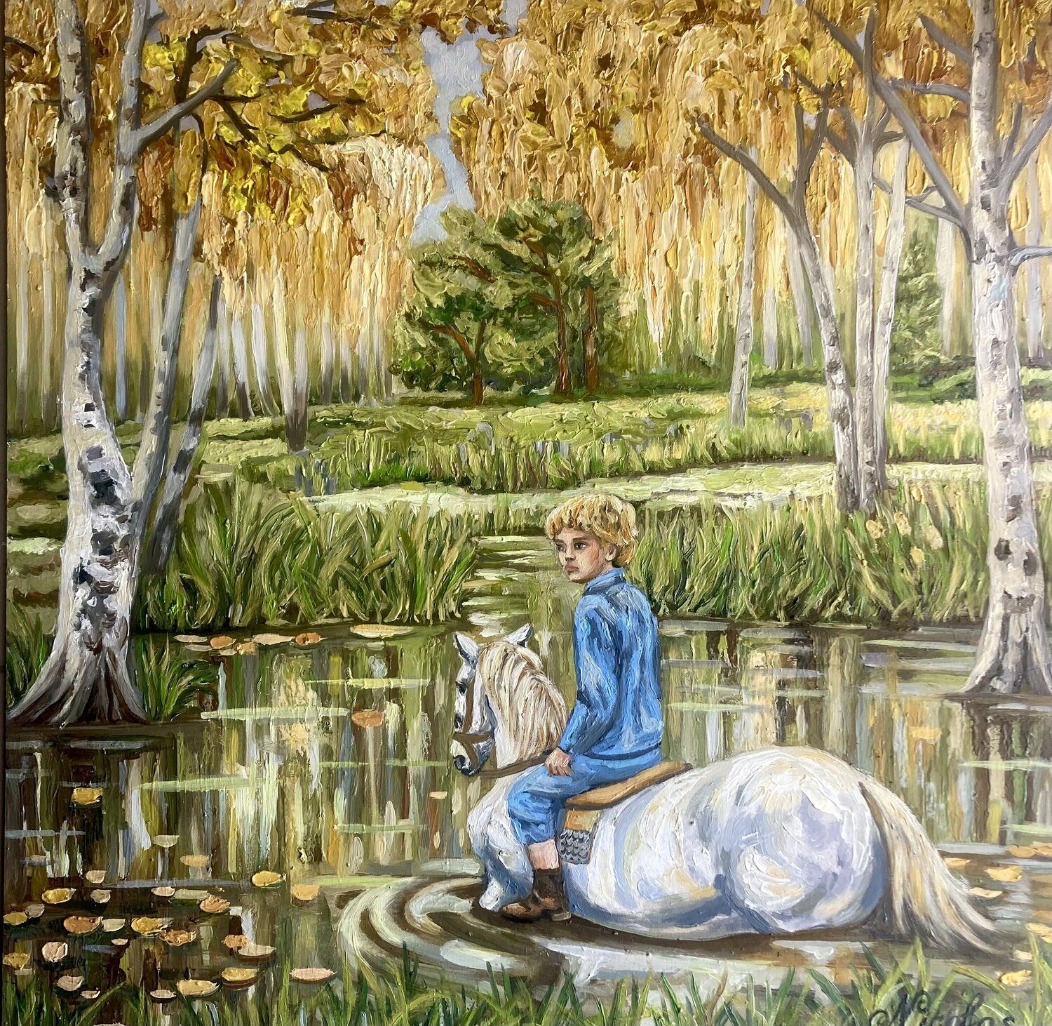 "Golden Autumn. Crossing" Pintor Nicolas