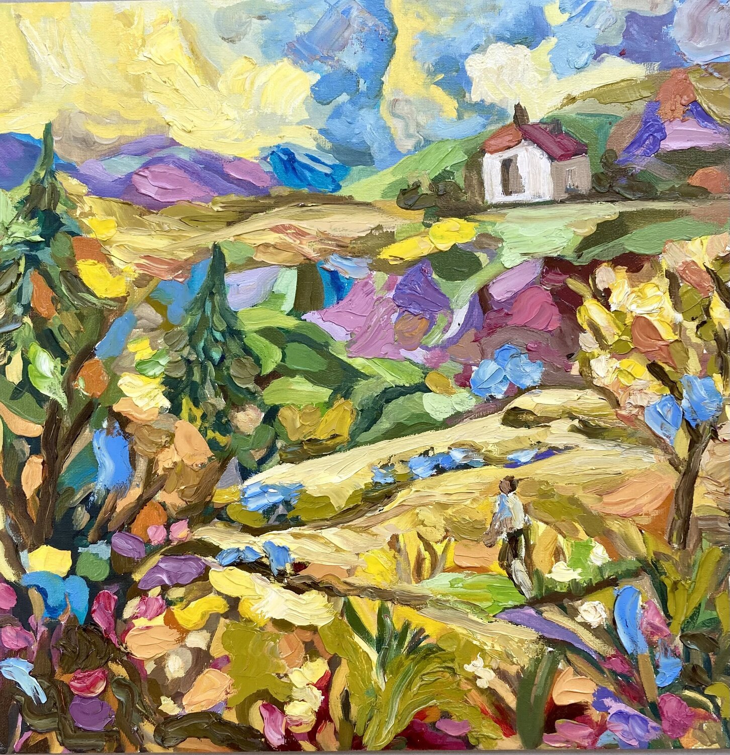 The golden pathway Home Pintor Nicolas Original painting for sale