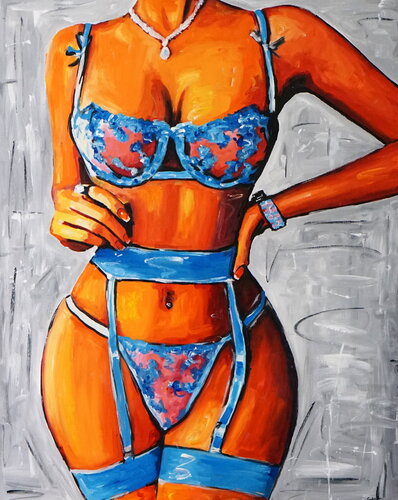 She's mysterious in blue by Rafal Stach Kozina, Painting for Sale on Singulart