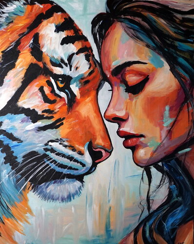 Between Tenderness and Instynct by Rafal Stach Kozina, Painting for Sale on Singulart