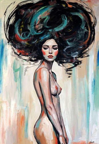 Black Orchid de Rafal Stach Kozina, Pintura a la venta en Singulart