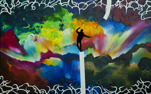 Perdiendo el equilibrio van decolor feroz, Schilderij te koop op Singulart