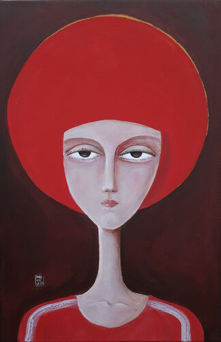 Berretto rosso (Red hat) van Anguilla Ink, Schilderij te koop op Singulart