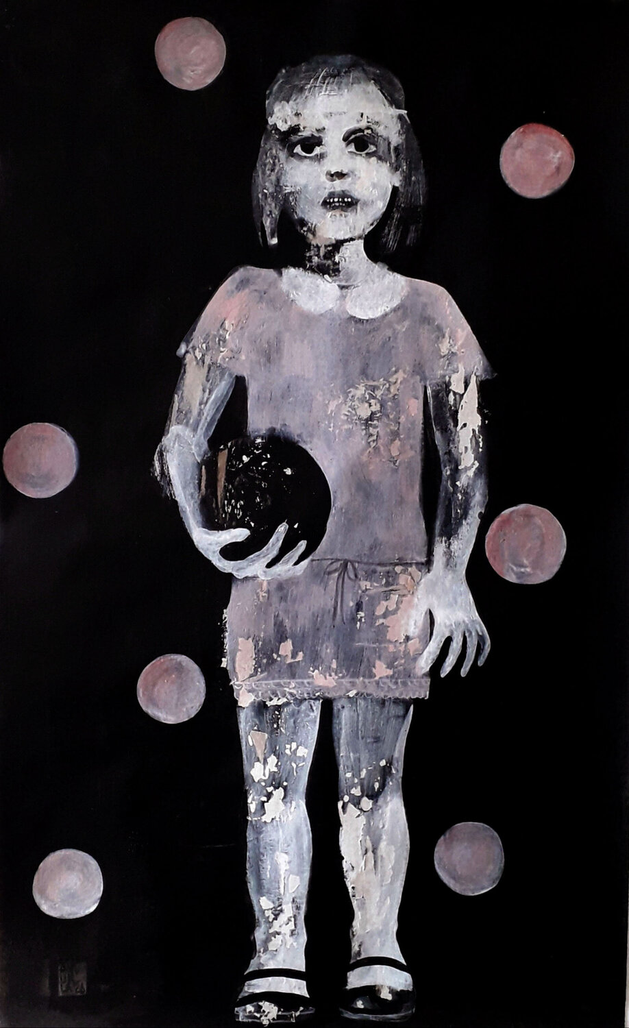 La bambina (The child) Anguilla Ink Originalgemälde zu verkaufen