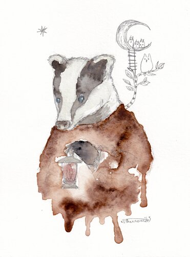 Mr. Badger by Keiko Suzuki Möller, 회화 for Sale on Singulart