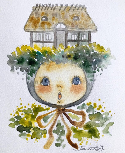 Rapeseed and Swedish house by Keiko Suzuki Möller, Painting for Sale on Singulart