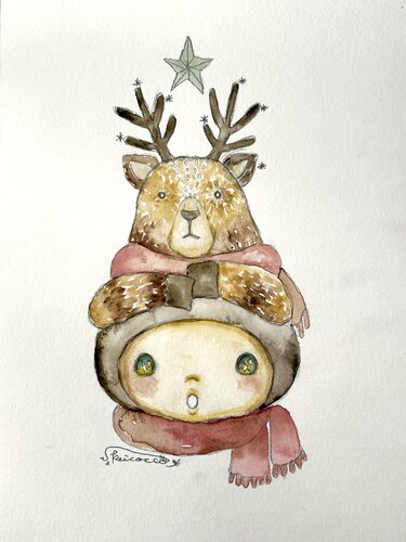 A Fairy of reindeer by Keiko Suzuki Möller, Painting for Sale on Singulart