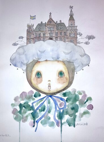 Fairy of Kulla Gunnarstorps Castle by Keiko Suzuki Möller, Painting for Sale on Singulart