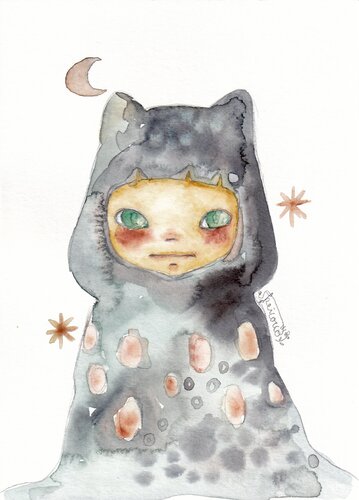 A Black Panther Girl - Midnights Whisper- by Keiko Suzuki Möller, 회화 for Sale on Singulart