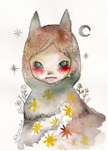 A Cat Girl par Keiko Suzuki Möller, Peinture en vente sur Singulart