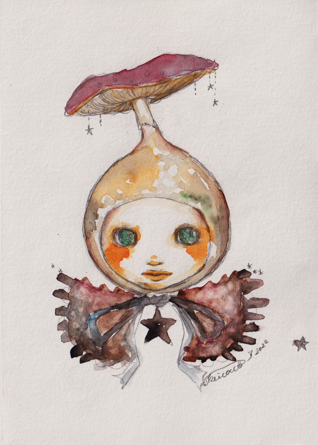 A Mushroom Fairy -Grace- Keiko Suzuki Möller Originalgemälde zu verkaufen