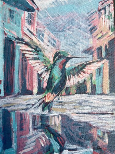 Hummingbird in the Rain van ISABEL ARANEDA, Schilderij te koop op Singulart