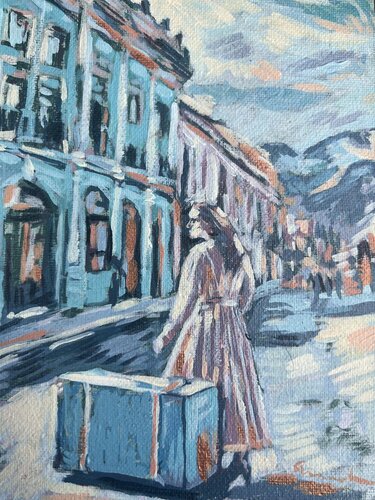 Blue Suitcase van ISABEL ARANEDA, Schilderij te koop op Singulart