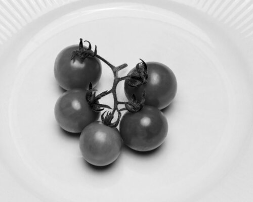 Tomatoes on white plate by Rudy Umans, Photography for Sale on Singulart