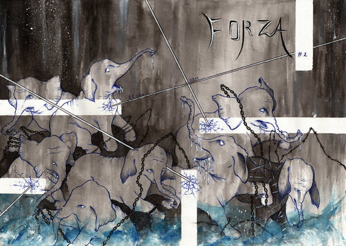 Forza II de Rodrigo Silva, Obra en papel a la venta en Singulart