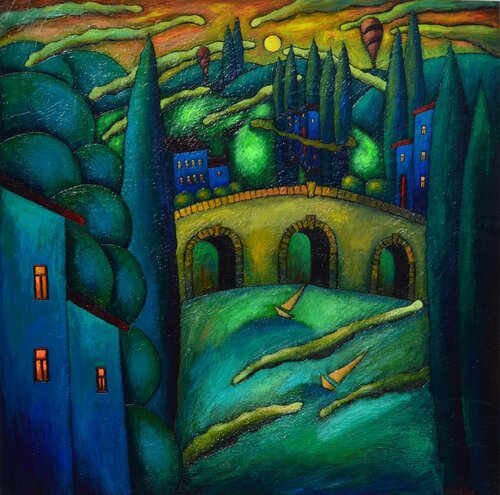 ' The Blue Moon is Over Us " by Viatcheslav (business name Slava TCH) Tchistiline, Painting for Sale on Singulart