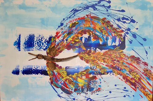 Feuervogel / Holz by Othilia Middendorf, Painting for Sale on Singulart
