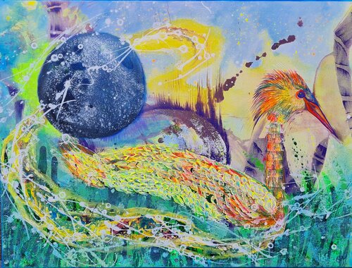 Haubentaucher / Schwarzlicht par Othilia Middendorf, Peinture en vente sur Singulart