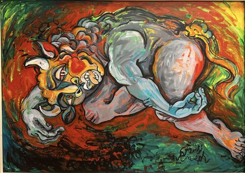 The Moment of Powerlessness van Farzaneh Ravesh, Schilderij te koop op Singulart