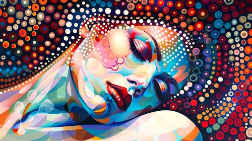 Pop Art meets Pointillism - Femininity in Art van Paul David Groocock, Digitaal te koop op Singulart