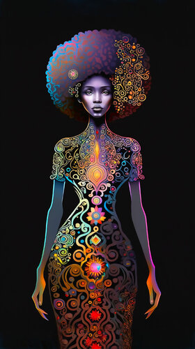 Afrocentric Art Black Abstract Portraiture di Paul David Groocock, Digitale in vendita su Singulart