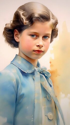 Sophisticated British Portraiture - Permanent Gallery - Queen Elizabeth II - A Young Girl by Paul David Groocock, Digital for Sale on Singulart