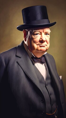 Sophisticated British Portraiture - Permanent Gallery - Winston Churchill by Paul David Groocock, Digital for Sale on Singulart