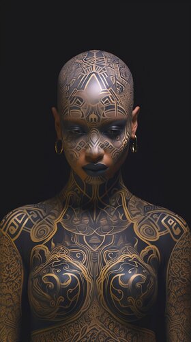 Afrocentric Art Black Portraiture - The Tattoo von Paul David Groocock, Digital kaufen auf Singulart